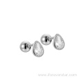 Silver 925 Earrings Studex Big Tear Drop Earrings